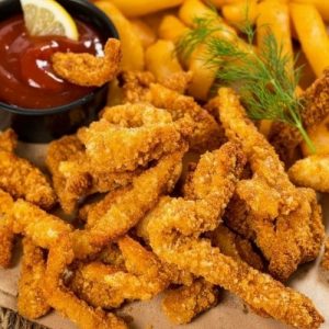 Lanières de calamars panés